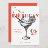Cocktail Geburtstagsparty Einladung (Vorne/Hinten)