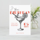 Cocktail Geburtstagsparty Einladung (Stehend Vorderseite)