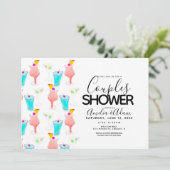 Cocktail-Gemäldete Paare Duschveranstaltung Einladung (Stehend Vorderseite)