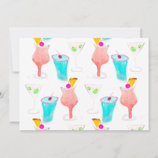 Cocktail-Gemäldete Paare Duschveranstaltung Einladung (Rückseite)