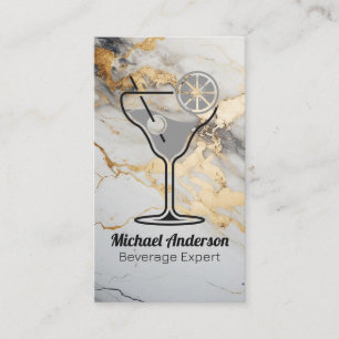 Cocktail-Getränk-Illustration Goldfolie Marmor Visitenkarte