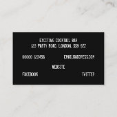 Cocktail-Getränke Visitenkarte (Rückseite)