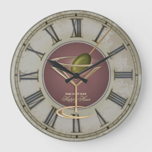 Cocktail Glass Happy Hour Wall Clock Große Wanduhr