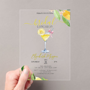 Cocktail Glass Lemon Bridal Luncheon Acryleinladungen