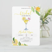 Cocktail Glass Lemon Bridal Luncheon Einladung (Stehend Vorderseite)