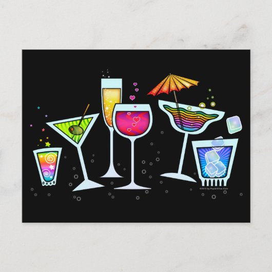 COCKTAIL GLASSEN POSTCARD POSTKARTE (Vorderseite)