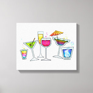 COCKTAIL GLASSEN, Starke CANVAS-DRUCKE Leinwanddruck
