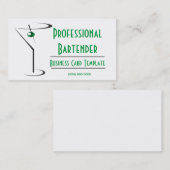Cocktail Green Olive Martini Logo Barkeeper Visitenkarte (Vorne/Hinten)