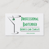 Cocktail Green Olive Martini Logo Barkeeper Visitenkarte (Vorderseite)