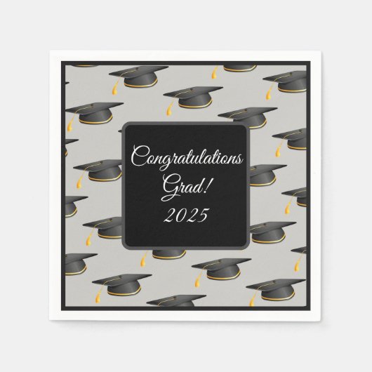 Cocktail Größe Graduation Cap Napkins Serviette (Vorderseite)
