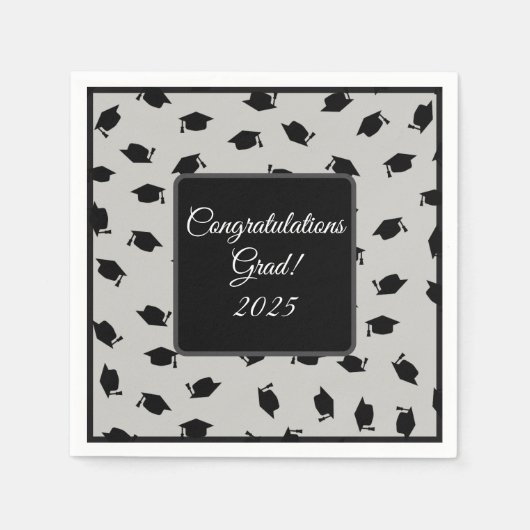 Cocktail Größe Graduation Cap Napkins Serviette (Vorderseite)