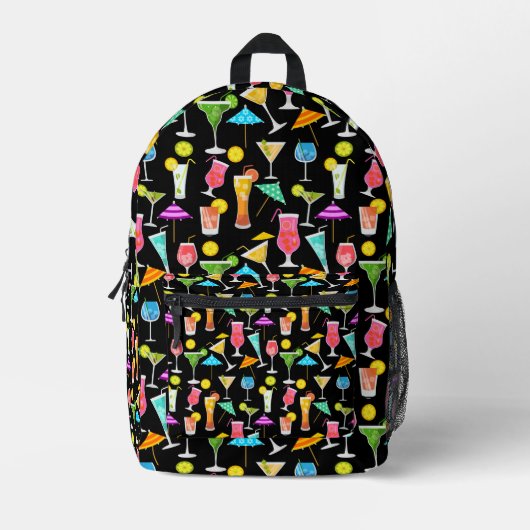 Cocktail Happy Hour Party Time Pattern Bedruckter Rucksack (Vorderseite)