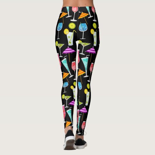 Cocktail Happy Hour Party Time Pattern Leggings (Rückseite)