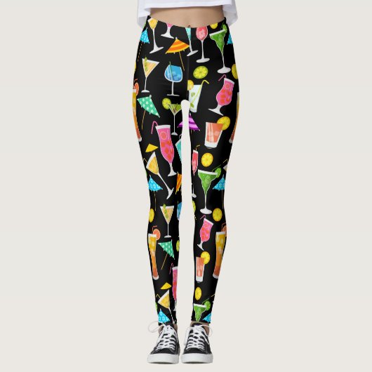 Cocktail Happy Hour Party Time Pattern Leggings (Vorderseite)