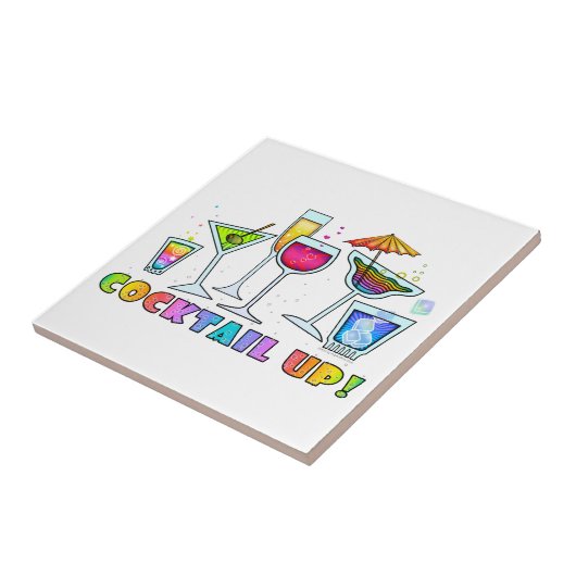 COCKTAIL HERAUF GLAS-FLIESE - UNTERSETZER - TRIVET (Seite)