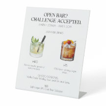 Cocktail-Hochzeitszeichen für offene Bar Signatur