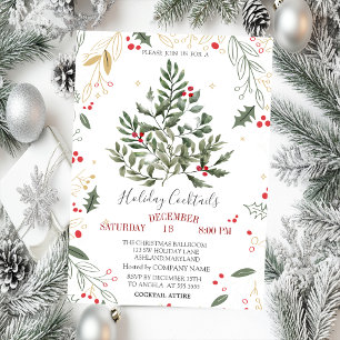 Cocktail Holly Kiefer Zweige Weihnachten Einladung