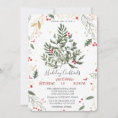 Cocktail Holly Pine Tree Branches Weihnachten Einladung (Vorderseite)