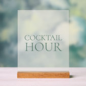 Cocktail Hour Acrylic Sign with Wooden Base Acrylschild (Neutral)