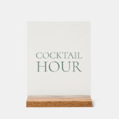 Cocktail Hour Acrylic Sign with Wooden Base Acrylschild (Vorderseite)