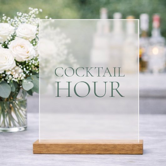 Cocktail Hour Acrylic Sign with Wooden Base Acrylschild