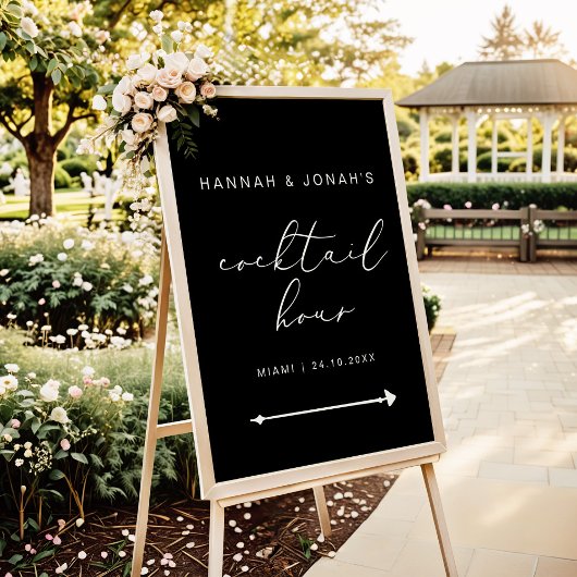 Cocktail Hour Elegante Calligraphie Hochzeit schwa Poster