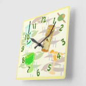 Cocktail Hour Fun Getränkemuster Art Quadratische Wanduhr (Winkel)