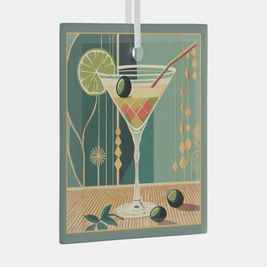 Cocktail Hour Martini Design Mitte des Jahrhundert Ornament Aus Glas (Vorderseite Rechts)