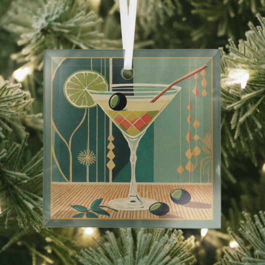 Cocktail Hour Martini Design Mitte des Jahrhundert Ornament Aus Glas (Insitu)