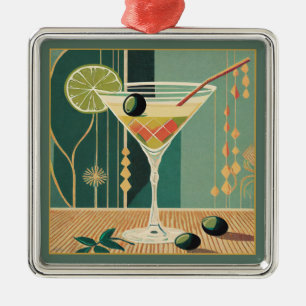 Cocktail Hour Martini Design Mitte des Jahrhundert Ornament Aus Metall