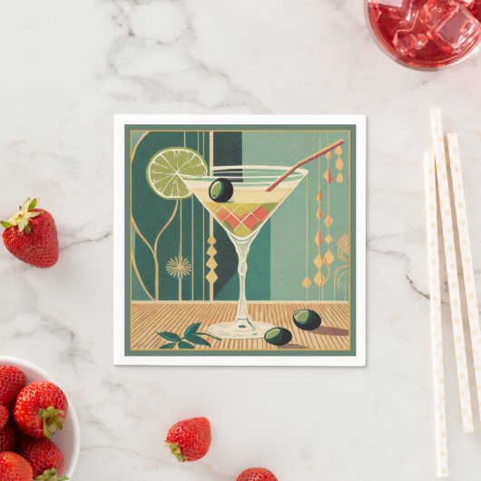 Cocktail Hour Martini Design Mitte des Jahrhundert Serviette (Beispiel)