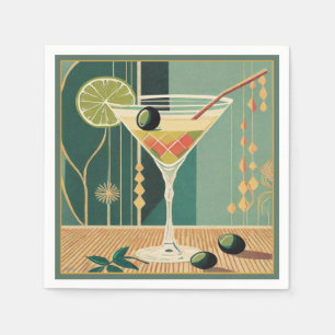 Cocktail Hour Martini Design Mitte des Jahrhundert Serviette