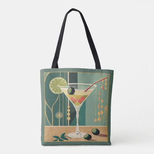 Cocktail Hour Martini Design Mitte des Jahrhundert Tasche (Rückseite)