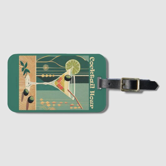 Cocktail Hour Mitte Jahrhundert Design Gepäckanhänger (Vorderseite (Horizontal))