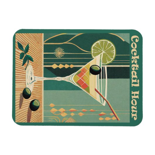 Cocktail Hour Mitte Jahrhundert Design Magnet (Horizontal)