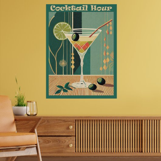 Cocktail Hour Mitte Jahrhundert Design Poster (Wohnzimmer 2)