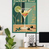 Cocktail Hour Mitte Jahrhundert Design Poster (Heimbüro)