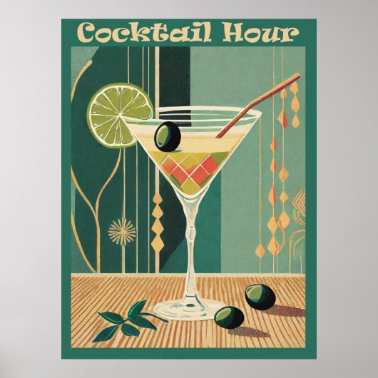 Cocktail Hour Mitte Jahrhundert Design Poster (Vorne)