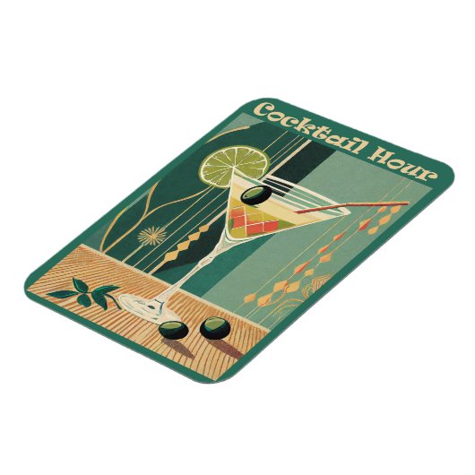 Cocktail Hour Mitte Jahrhundert Modernes Martini Magnet (Linke Seite)