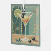 Cocktail Hour Mitte Jahrhundert Modernes Martini Ornament Aus Glas (Vorderseite links)