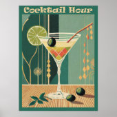Cocktail Hour Mitte Jahrhundert Modernes Martini Poster (Vorne)