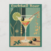 Cocktail Hour Mitte Jahrhundert Modernes Martini Postkarte (Vorderseite)