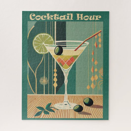 Cocktail Hour Mitte Jahrhundert Modernes Martini Puzzle (Vertikal)