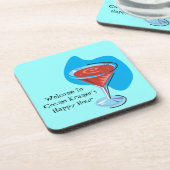 Cocktail Hour_Retro-Stil Cosmo-Glas personalisiert Untersetzer (Linke Seite)