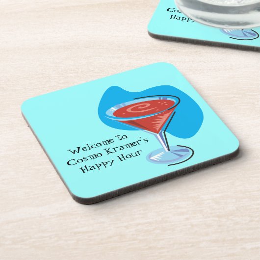 Cocktail Hour_Retro-Stil Cosmo-Glas personalisiert Untersetzer (Linke Seite)