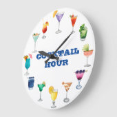 Cocktail Hour Wasserfarbe Getränke Martini Große Wanduhr (Winkel)
