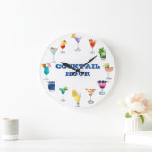 Cocktail Hour Wasserfarbe Getränke Martini Große Wanduhr (Zuhause)