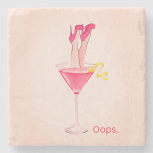Cocktail Humor Illustration, Rosa Barwagen, Weibli Steinuntersetzer