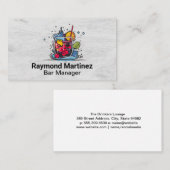 Cocktail Illustration mit Berries | Bar Visitenkarte (Vorne/Hinten)