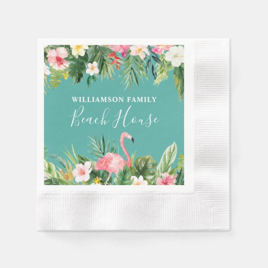 Cocktail im tropischen Floral Beach House Serviette (Vorderseite)
